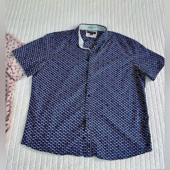 Johnston & Murphy 2 button-down, short sleeve men’s shirt blue & Pink XXL cotton - Picture 7 of 10